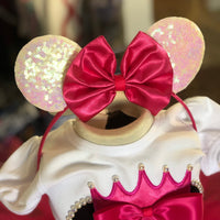 Minnie mouse hot pink birthday outfit with crystals and pearls, Minnie Mouse Bling Dress, Minnie Mouse Dress