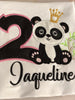 Traje de cumpleaños de panda, camisa de oso panda, conjunto de vestido de tutú con ribete de cinta de lunares, tutú de panda rosa