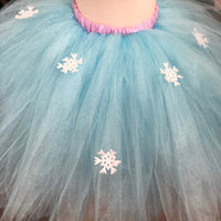 Vestido de 2 piezas azul inspirado en FROZEN II, vestido de Elsa, vestido de princesa azul copo de nieve