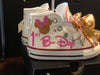 Rosa y oro personalizado Bling Converse, zapatos Minnie rosa y oro, Converse personalizado, zapatos de bebé personalizados, zapatos de Minnie Mouse