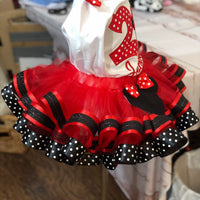 Red Minnie Mouse Polka Dot Birthday Tutu Outfit, Red Minnie Mouse Dress
