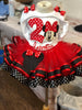 Traje de tutú de cumpleaños de lunares de Minnie Mouse rojo, vestido de Minnie Mouse rojo