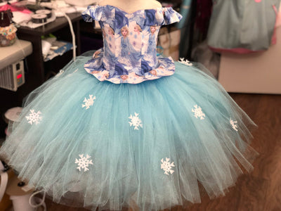 FROZEN II Inspired Blue 2 piece dress,Elsa dress, blue snowflake princess dress