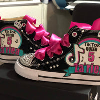 Tik Tok Queen personalized bling Converse to match any outfit,Baby Bling Shoes, Birthday Shoes, Personalized Baby Shoes, Baby Shower Gift