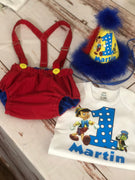 Pinocchio Baby boy birthday set, Pinocchio 1st Birthday Outfit Smash Cake,Pinocchio costume