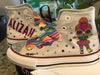 Personalized Bling Converse, rainbow doll custom shoes, rainbow L O L shoes