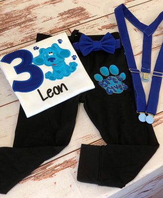 Blue Clues Baby Boy Birthday Outfit, Dog Cake Smash outfit,Blue birthday outfit,Dog First Birthday Outfit, Blues Clues boy outfit