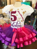 Fabulous theme Ribbon Tutu outfit, 5 Fun and Fabulous, 4 Fun and Fabulous, any number Fabulous party outfit, hot pink and purple tutu