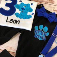 Blue Clues Baby Boy Birthday Outfit, Dog Cake Smash outfit, Blue birthday outfit, Dog First Birthday Outfit, Blues Clues boy outfit