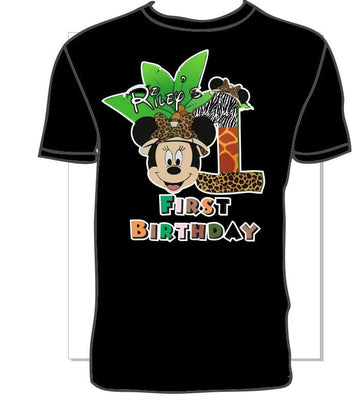 Minnie Mouse Safari tema familia cumpleaños camisas, Safari tema mamá papá camisa
