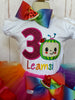 Cocomelon rainbow ribbon tutu set, Cocomelon dress, Cocomelon Party, Cocomelon embroidery shirt, Cocomelon birthday outfit