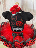 Tutú de cumpleaños de LadyBug, camisa de cumpleaños de bordado de Lady Bug, traje de cumpleaños de Lady Bug, traje de lady bug rojo y negro