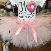 Sweet theme birthday outfit, Two Sweet tutu, Donut theme birthday outfit, Sweet Donut shirt