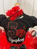 Tutú de cumpleaños de LadyBug, camisa de cumpleaños de bordado de Lady Bug, traje de cumpleaños de Lady Bug, traje de lady bug rojo y negro