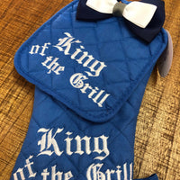 King of the Grill Personalized embroidered potholders, custom oven mitts, farmhouse kitchen accessory, Gift for anyone