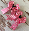 Minnie Mouse theme pair of hairbows, piggy bows, pink polka dot hairbows