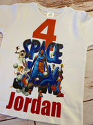 Camiseta de cumpleaños con tema de Space Jam, camiseta de cumpleaños de LeBron James, camiseta de cumpleaños de Bugs Bunny, camiseta de baloncesto