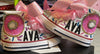 Donut tema personalizado Bling Converse, zapatos de bebé Bling, zapatos de cumpleaños, zapatos de bebé personalizados, regalo de Baby Shower