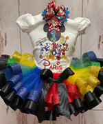 Clubhouse Minnie mouse birthday outfit,Mickey Mouse birthday outfit, Rainbow Glitter Tutu, Mickey Mouse Clubhouse Shirt