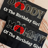 Lady Bug theme family birthday shirts, Ladybug Mommy Shirt, Ladybug Daddy Shirt