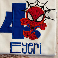 Camiseta de cumpleaños del personaje de Spiderman, bordada | Camiseta de hombre araña para niño, camiseta de cumpleaños de hombre araña para niño