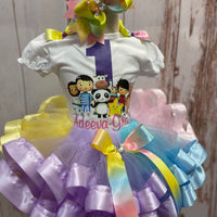 Little Baby Bum Theme Pastel Ribbon Tutu, Custom Birthday Set, Baby Bum Dress