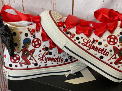Miraculous Ladybug Bling Converse, Miraculous shoes, Custom Converse, Custom Ladybug Shoes, Custom sneakers, Miraculous Ladybug Sneakers