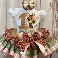 Giraffe Theme Birthday Outfit, Wild One, Two, Three Tutu, Safari Giraffe Dress, Wild theme Dress