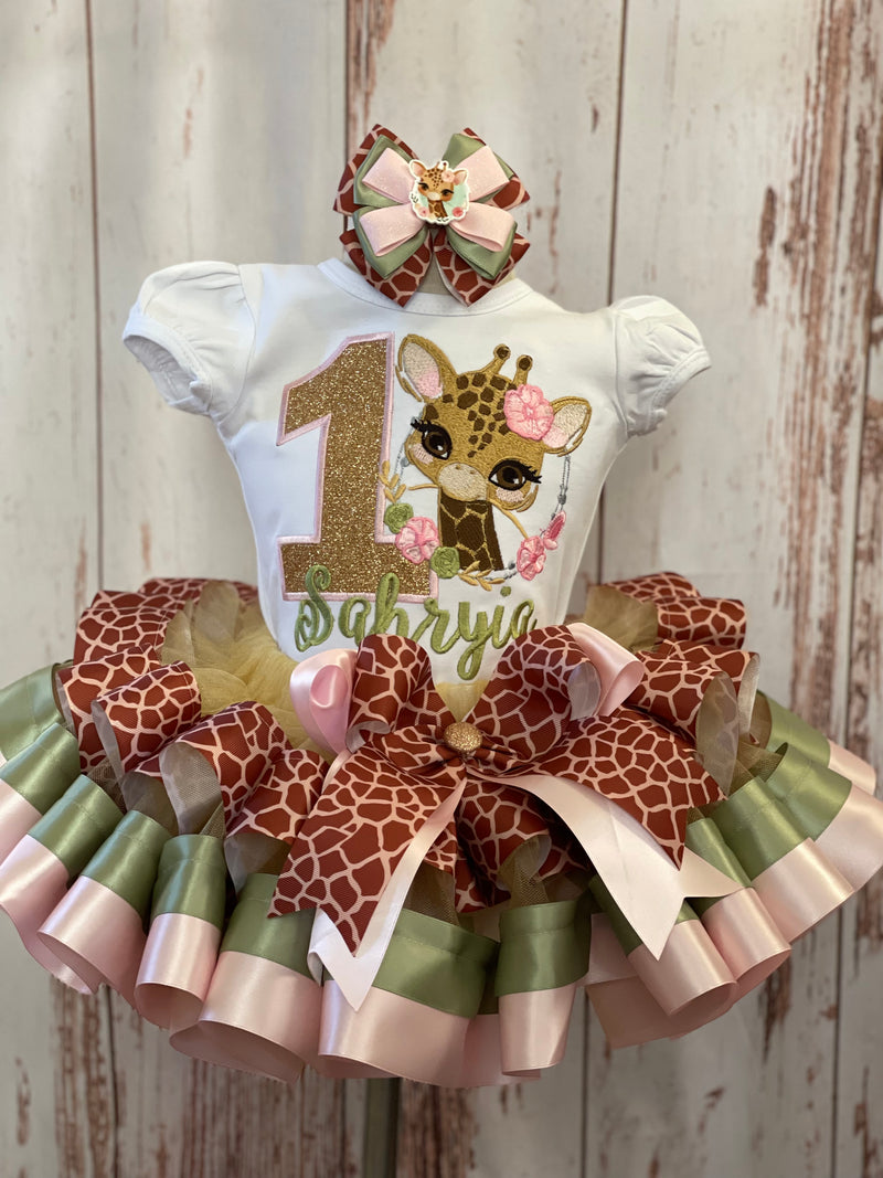 Giraffe Theme Birthday Outfit, Wild One, Two, Three Tutu, Safari Giraffe  Dress, Wild theme Dress