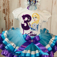 Frozen Elsa Birthday Tutu Outfit,Frozen Dress,Birthday Princess Elsa,Elsa cake smash outfit