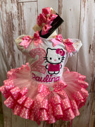 Hello Kitty Birthday Outfit, Hello Kitty dress, Hello Kitty Kawaii Party, Hello Kitty Kawaii embroidery shirt, Kawaii Birthday Shirt