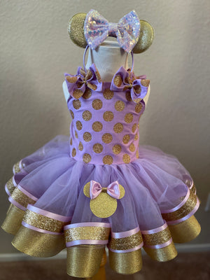 Minnie Mouse Lavender and Gold Tutu Dress, Lavender and Gold Dress, Minnie Mouse costume