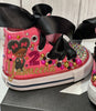 Boss Baby themed Bling Converse, Boss Baby personalized converse shoes, Fuschia and Gold custom Converse, Custom sneakers