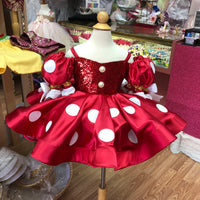 Red Minnie Mouse Dress, Minnie Mouse First Birthday Dress, Red Minnie Mouse Dress