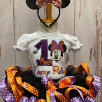 Halloween Minnie mouse polka dot birthday outfit, Halloween Minnie Mouse Dress, Black Purple Orange Minnie Mouse Tutu Outfit, Minnie Mouse Dress
