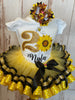 Traje de cumpleaños de tutú de cinta de tema de girasol, traje de tutú de abeja de girasol, traje de primer cumpleaños, traje de abejorro personalizado