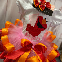 Traje de tutú de Elmo Sesame Street, vestido de Elmo, traje de cumpleaños de Sesame Street