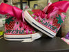 Strawberry themed Bling Sneakers, personalized baby shoes, Custom Chucks, Custom Baby Shoes, Custom Strawberry sneakers