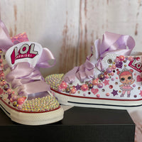 LOL Suprise Center Stage custom shoes, Center Stage bling converse, LOL Bling shoes