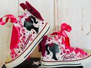 Barbie theme Converse shoes,  Custom bling converse, Barbie Bling shoes