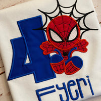 Camiseta de cumpleaños del personaje de Spiderman, bordada | Camiseta de hombre araña para niño, camiseta de cumpleaños de hombre araña para niño