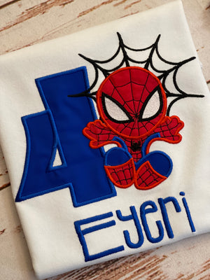 Spiderman Character Birthday Shirt,embroidered | Boy Spider-man Shirt, Spider man Boy Birthday T-Shirt