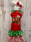 Christmas Apron, Christmas Child Chef Apron with Pocket, Christmas Apron, Personalized Christmas Apron