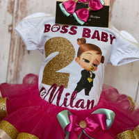 Traje de tutú de cumpleaños de Boss Baby Tina Templeton, vestido de fiesta de niña Boss Baby Tina, traje de cumpleaños de Baby Boss, vestido de Boss Baby Tina