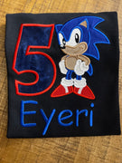 Camiseta de cumpleaños del personaje de Sonic Hedgehog, camiseta de cumpleaños de Sonic