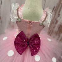 Vestido inspirado en Minnie Mouse, disfraz de princesa, vestido de princesa para niños pequeños, Minnie Mouse rosa, vestido de niña de las flores