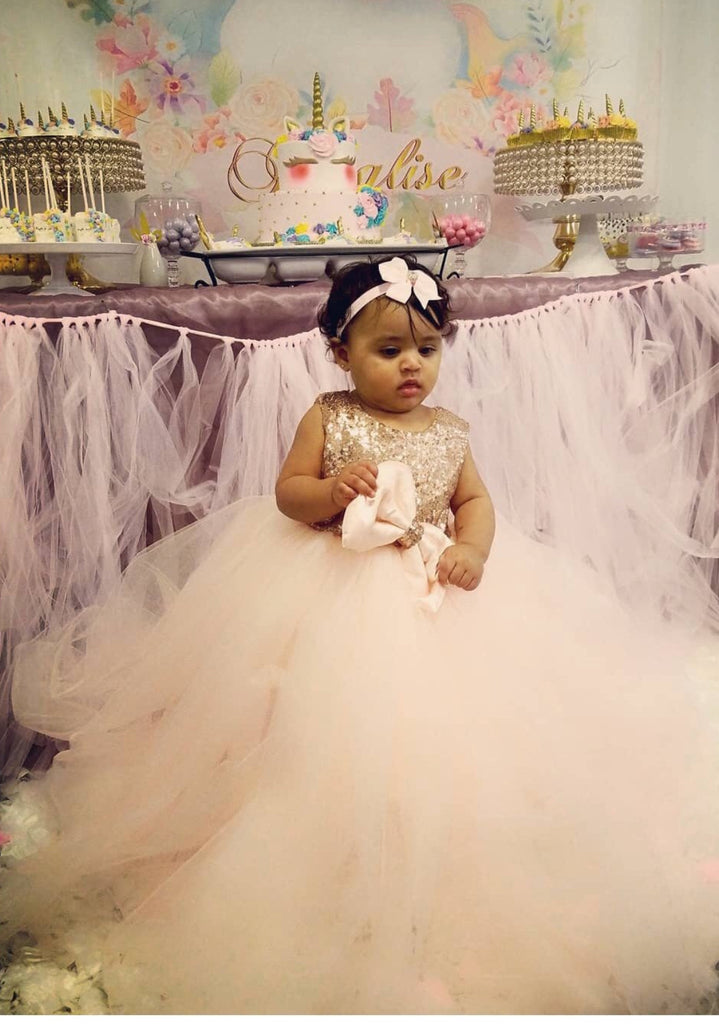 Rose Gold and Blush Flower Girl Dress,Rose Gold Sequin Tulle Bridesmai | The Tutu Princess Rose Gold and Blush Flower Girl Dress,Rose Gold Sequin Tulle Bridesmai | The Tutu Princess