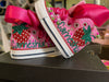 Strawberry themed Bling Converse, personalized converse shoes, Custom Converse, Custom Baby Shoes, Custom Strawberry sneakers