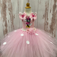 Vestido inspirado en Minnie Mouse, disfraz de princesa, vestido de princesa para niños pequeños, Minnie Mouse rosa, vestido de niña de las flores