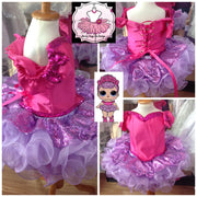 LOL Sugar Queen Theme Dress, Sugar Queen Birthday Dress, Hot Pink y Lavender Birthday Dress, LOL Birthday Outfit, LOL Tutu Dress
